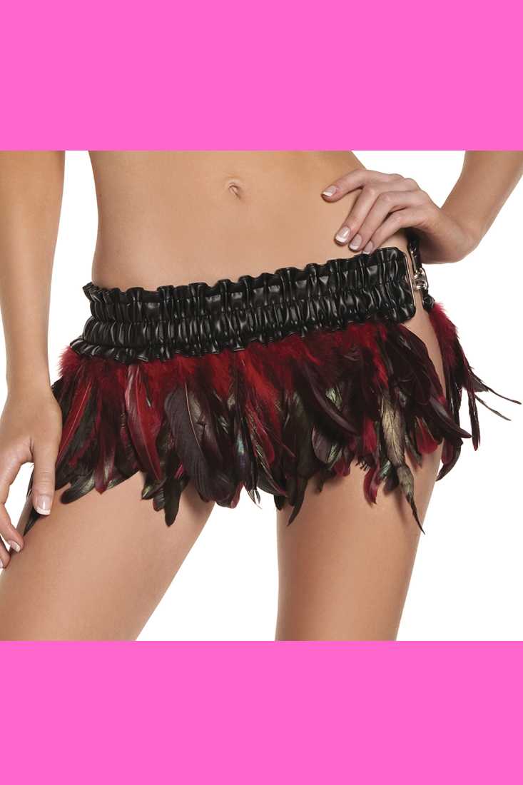 Red Feather Mini Skirt Sexy Costume