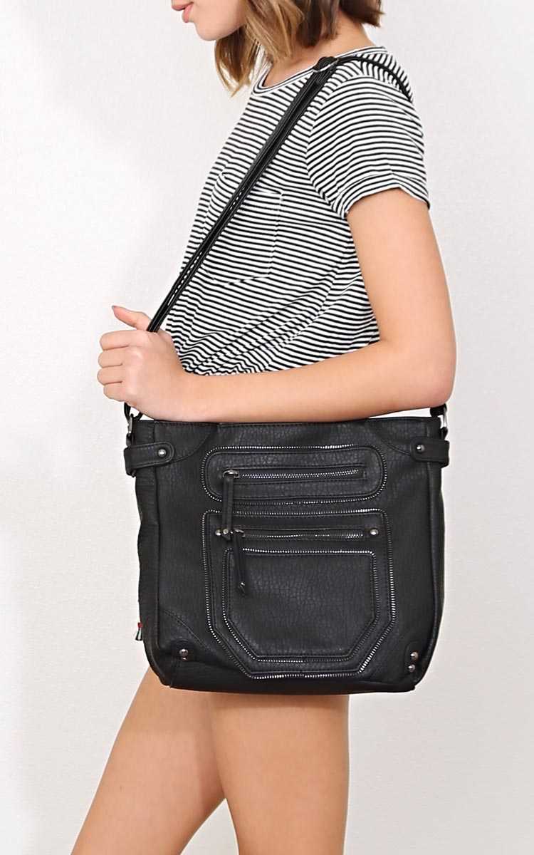 Sonya Faux Leather Shoulder Bag - N/S - Black by Styles For Less