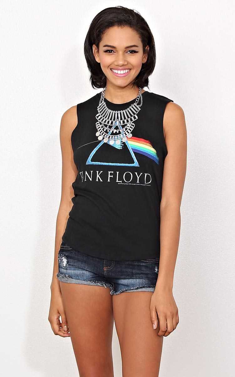 PINK FLOYD Knit Muscle Tank - MED - Black in Size Medium by Styles For Less