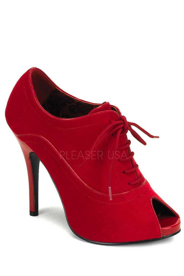 Red Lace Up Peep Toe Ankle Booties Velvet