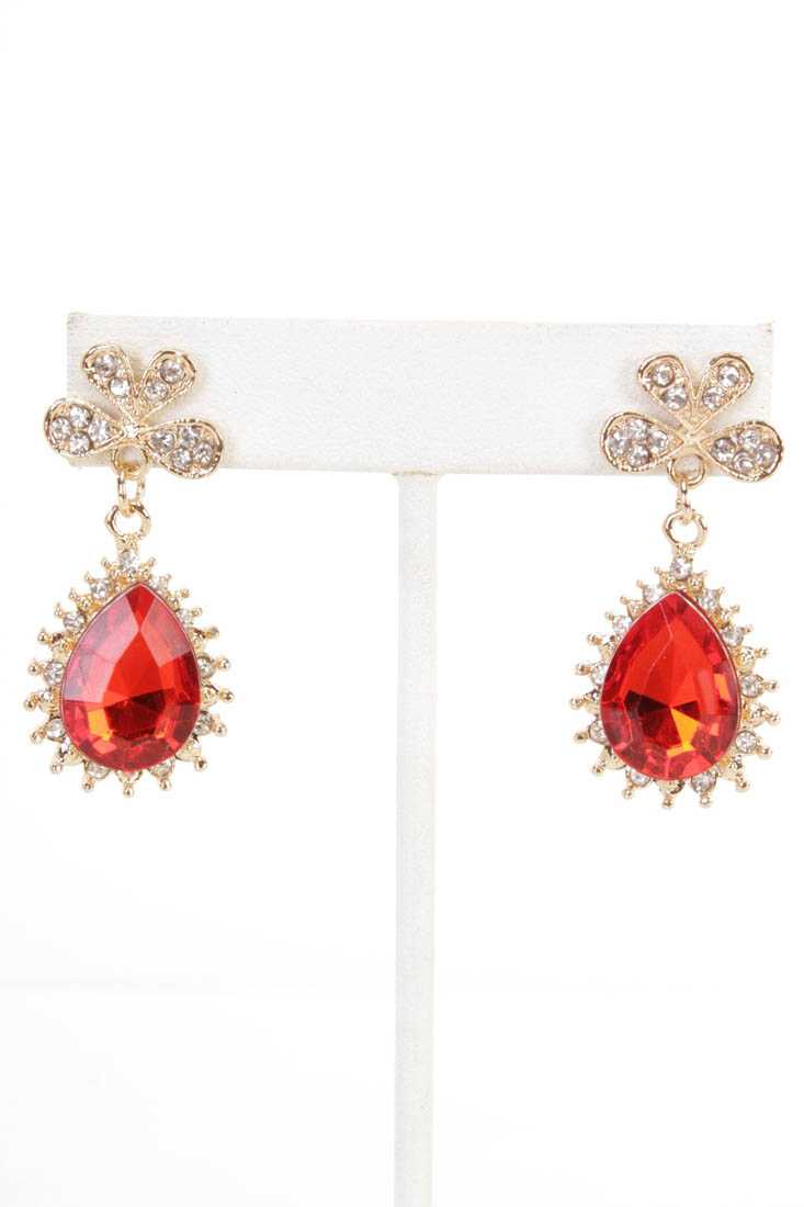 Red Gold Faceted Beaded High Polish Metal Earrings