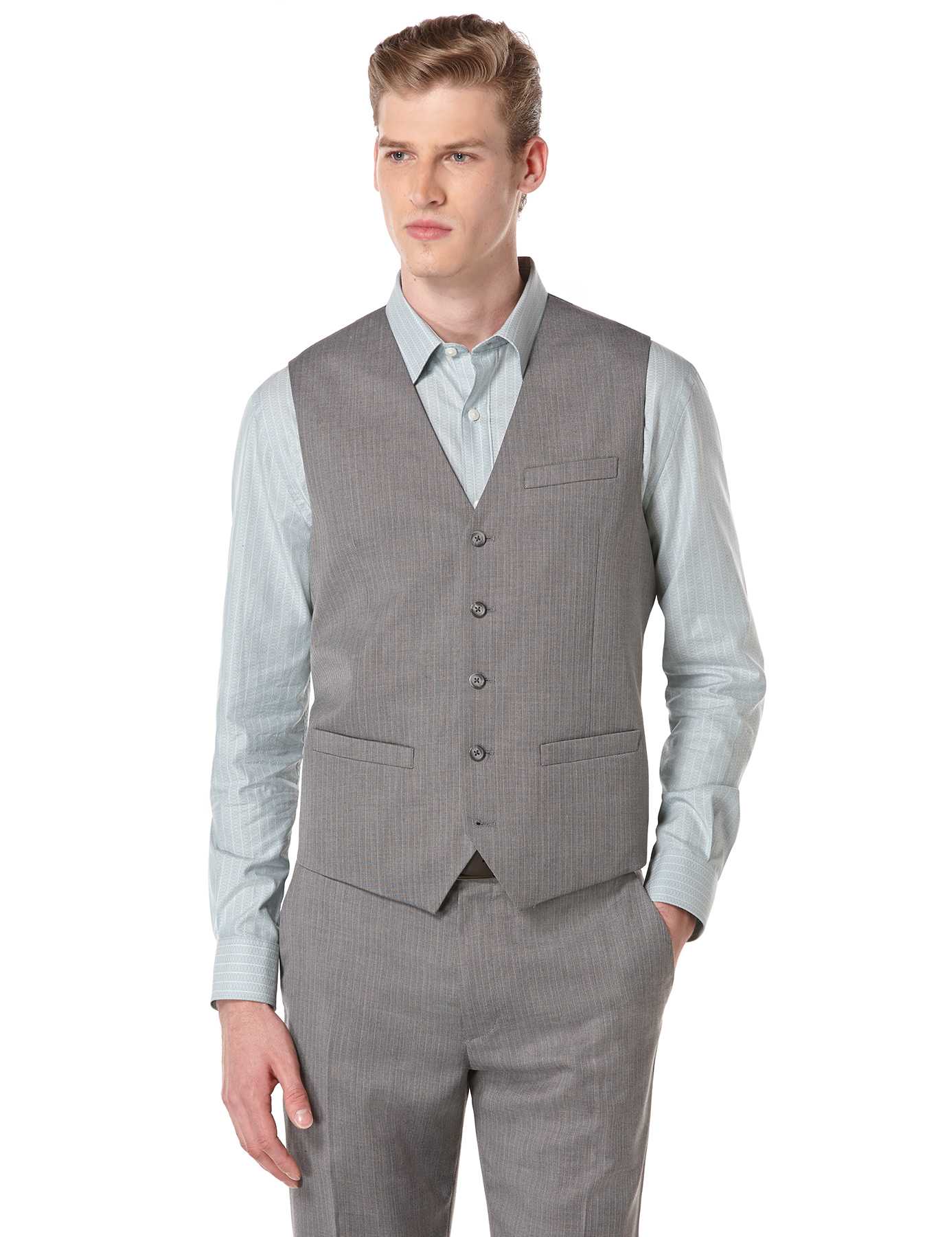 Perry Ellis Herringbone Stripe Suit Vest