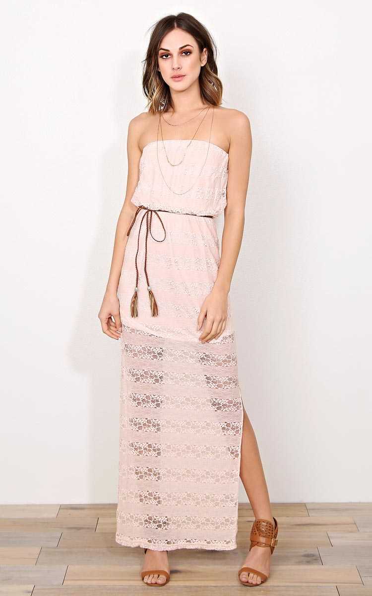 Harmony Lace Maxi Dress - - Dusty Rose in Size by Styles For Less