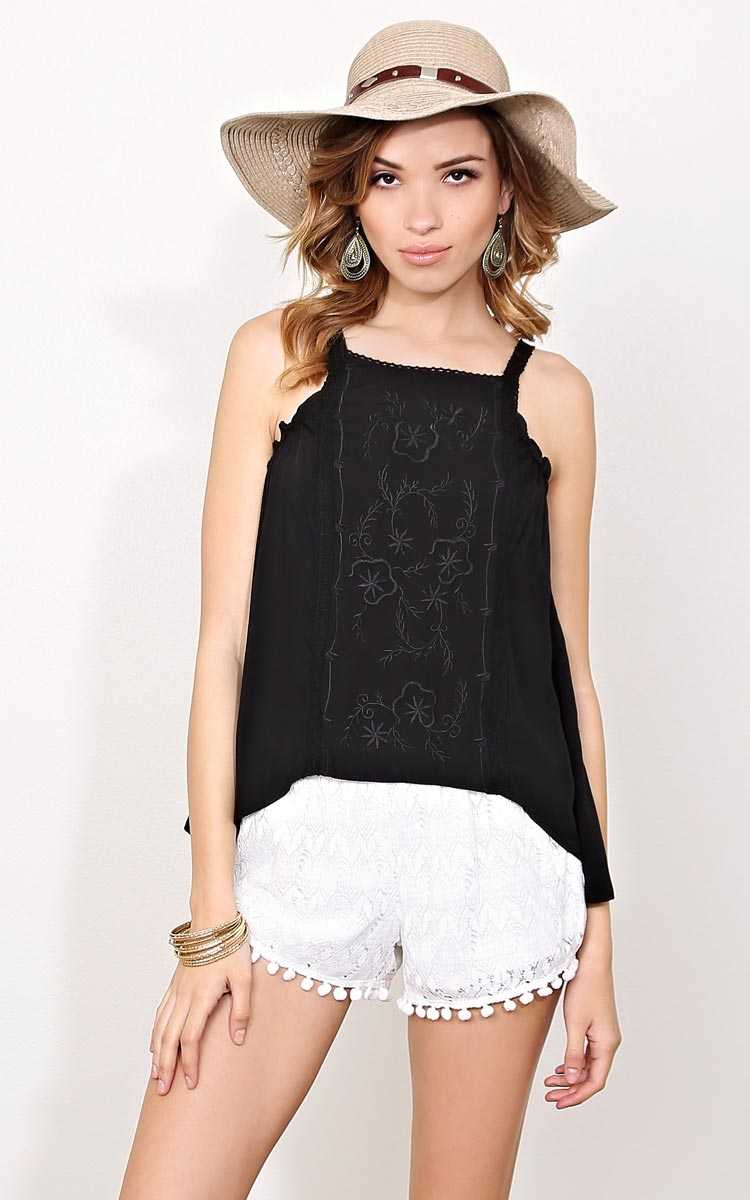 Black Positive Vibes Woven Top - - Black in Size by Styles For Less