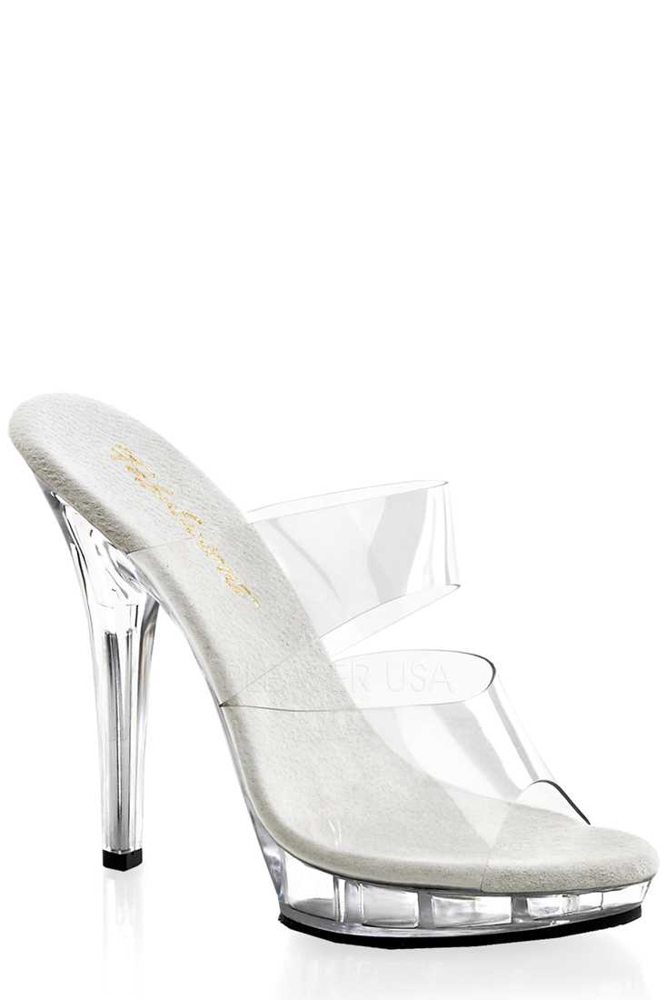 Clear Double Strap Slip On High Heels PVC