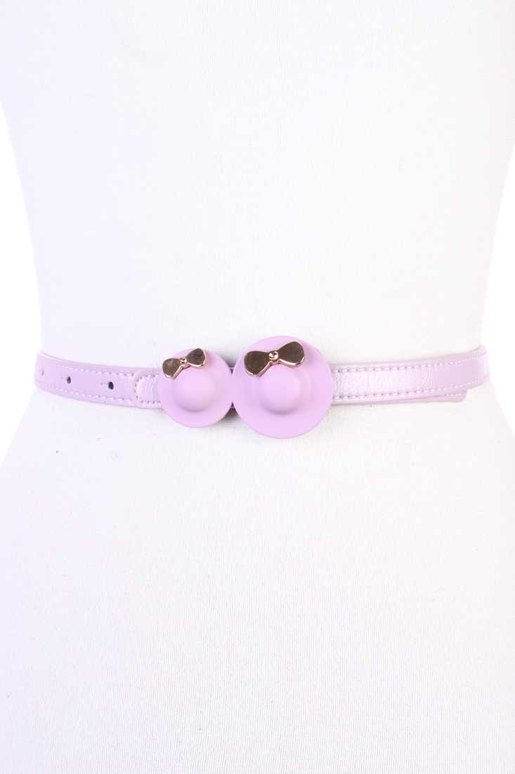 Lavender Faux Leather Detailed Hat Cut Out Accent Cute Belt