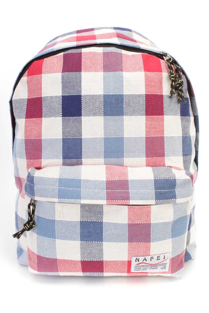 Blue Red Gingham Pattern Backpack