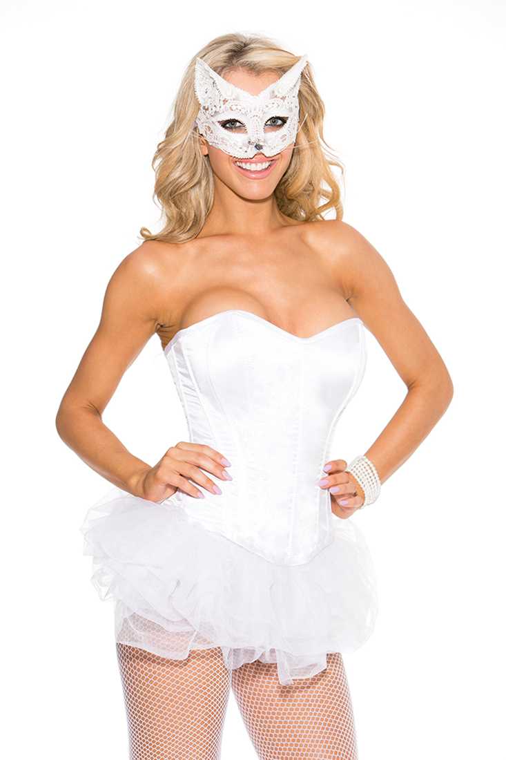 White Venice Cat Mask Costume Accessory