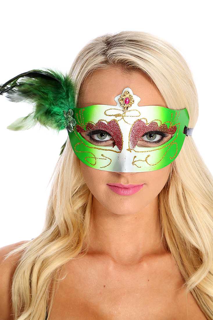 Green Feather Eye Mask