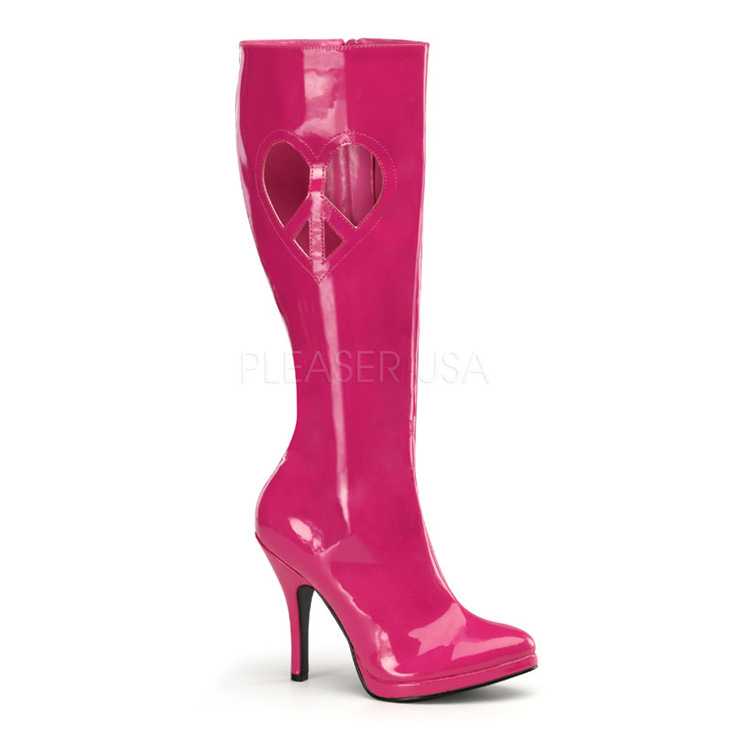 Hot Pink Patent Die Cut Heart Shape GoGo Boots