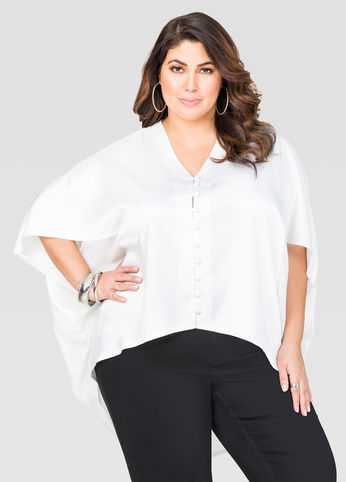 Satin Front Dolman Blouse