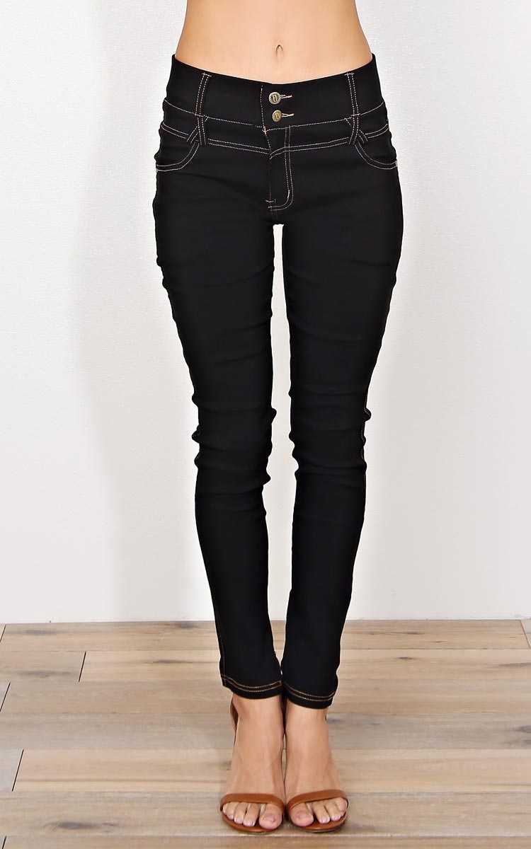 Marcella High Waist Denim Jeggings - Black in Size S/M by Styles For Less
