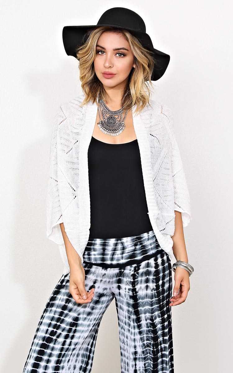 Rebecca Eyelet Knit Wrap - Ivry/Natrl in Size M/L by Styles For Less
