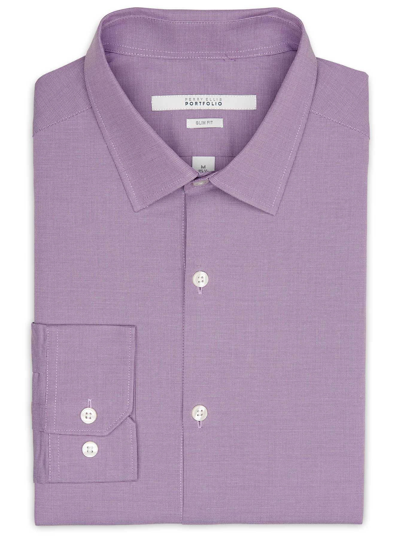 Perry Ellis Slim Fit Birdseye Portfolio Dress Shirt
