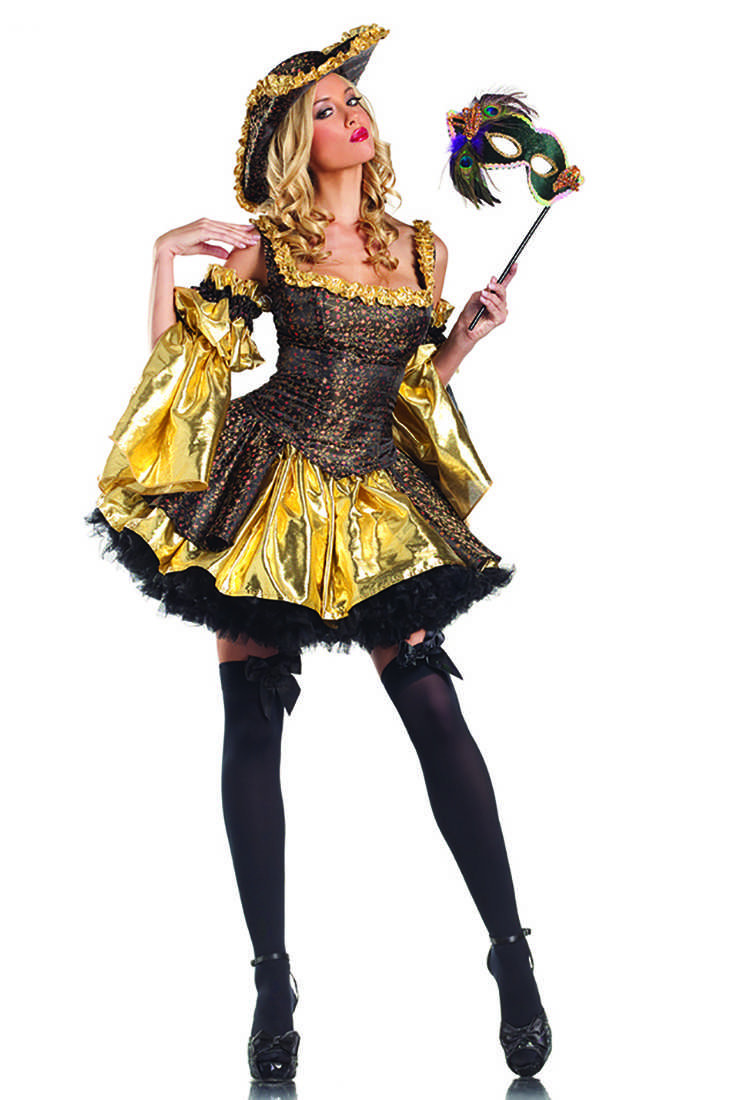 4 PC Black Antoinette Sexy Victorian Costume