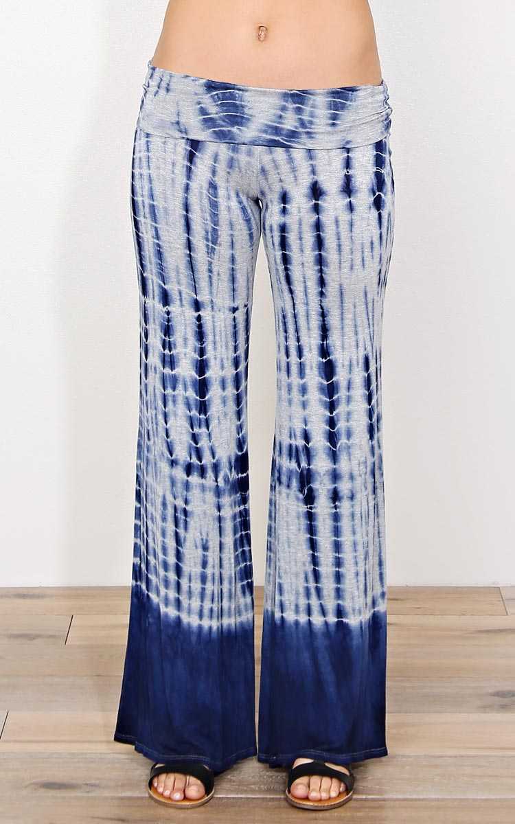 Del Sol Knit Palazzo Pants - - H Grey Combo in Size by Styles For Less