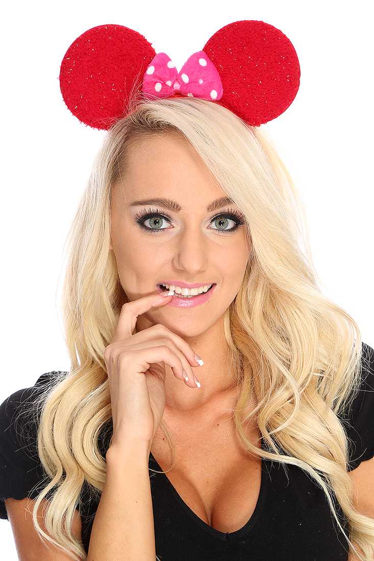 Red Tinsel Terrycloth Bow Tie Mouse Ears