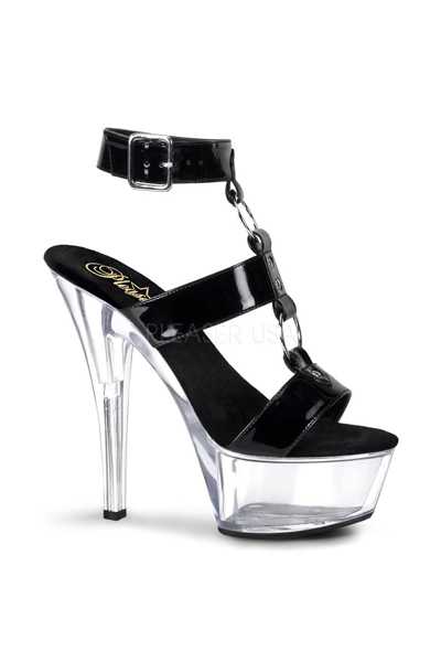 Black Patent Strappy Clear Platform High Heels