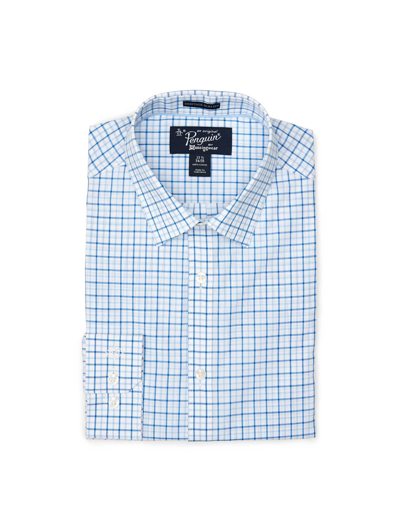 Original Penguin LONG SLEEVE TATTERSALL POPLIN DRESS SHIRT