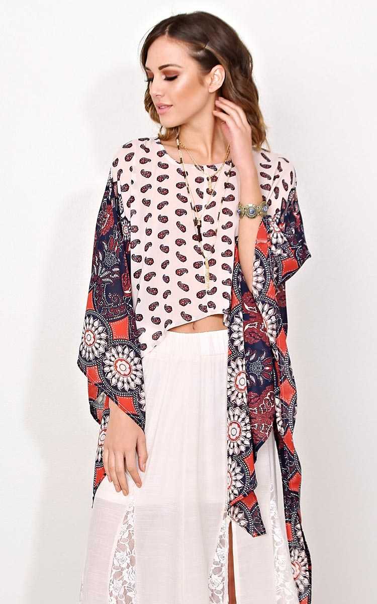 Whitely Cropped Woven Poncho - Ivory Combo in Size by Styles For Less