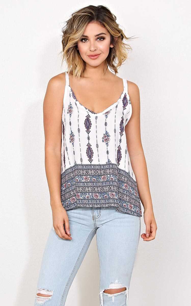 Arabian Days Woven Tank - Ivory Combo in Size XLG by Styles For Less