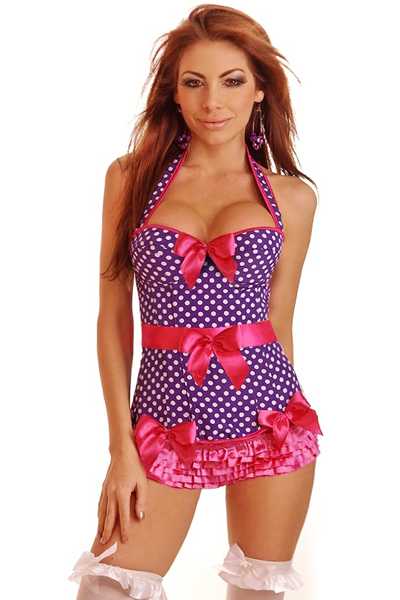 Purple Rockabilly Belted Halter Corset