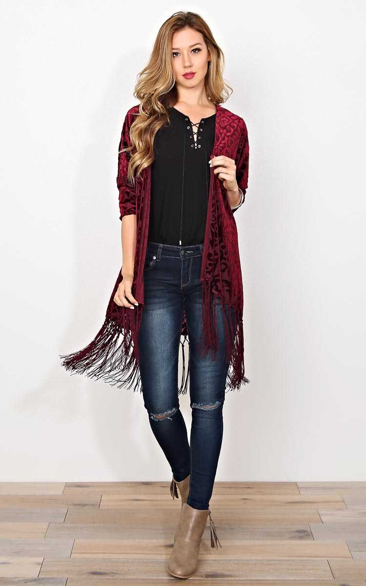 Majestic Times Knit Wrap - - Burgundy in Size by Styles For Less