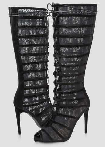 Lace High Heel Boots - Wide Width