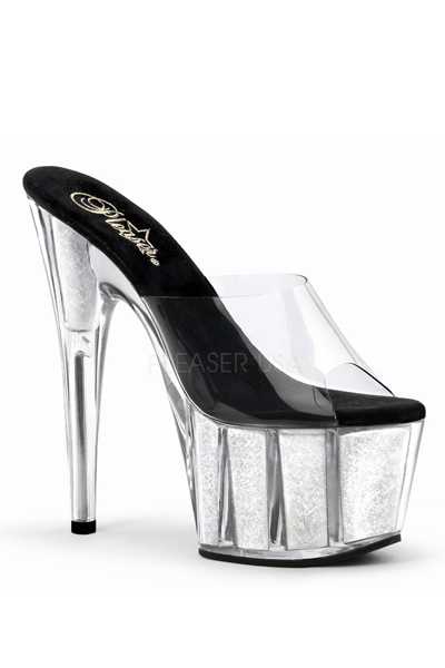 Clear Neon White Glitter Platform High Heels