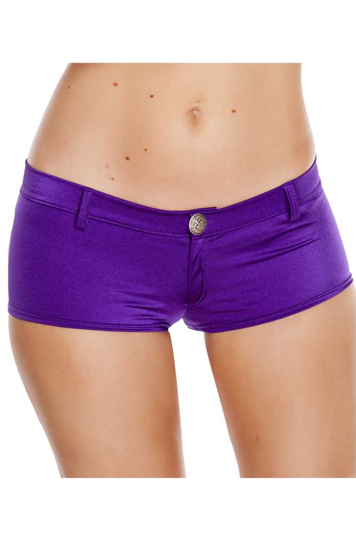 Purple Front Button Detail Low Rise Shorts