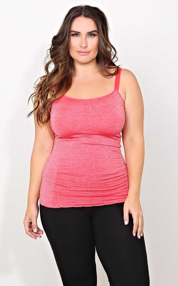 Plus Size Defining Marled Knit Cami - N/S - Coral by Styles For Less