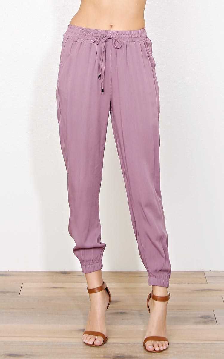Lilac On The Run Woven Joggers - - Lilac/Lvdr in Size by Styles For Less