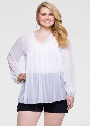Sheer Textured Chiffon Swing Top