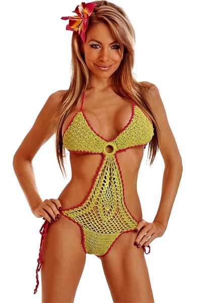 Watermelon Crochet Pucker Back Monokini