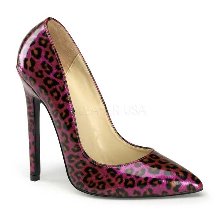Purple Cheetah Print Patent Single Sole Pump High Heels