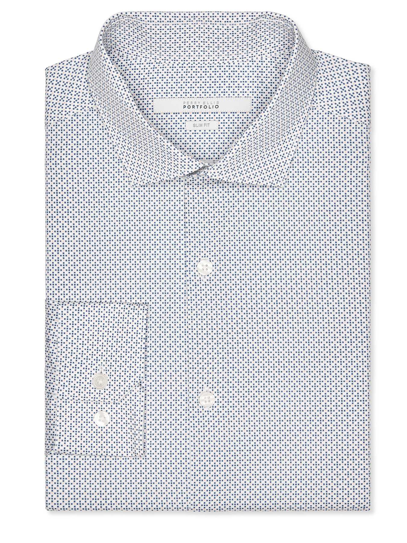 Perry Ellis Slim Fit Tiny Box Print Dress Shirt