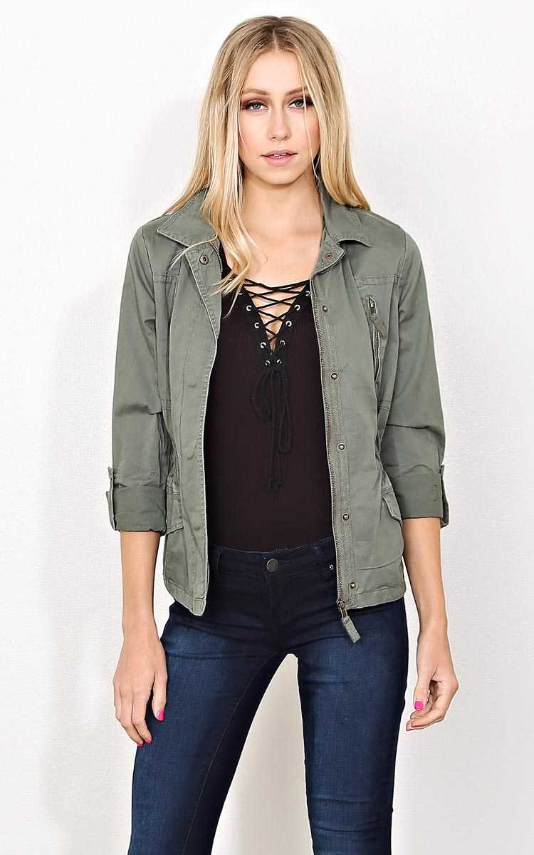 ASHLEY Windy City Woven Anorak - - Olive/Drab in Size by Styles For Less