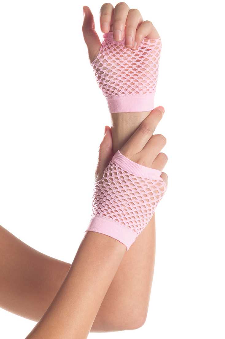 Candy Pink Fishnet Fingerless Gloves