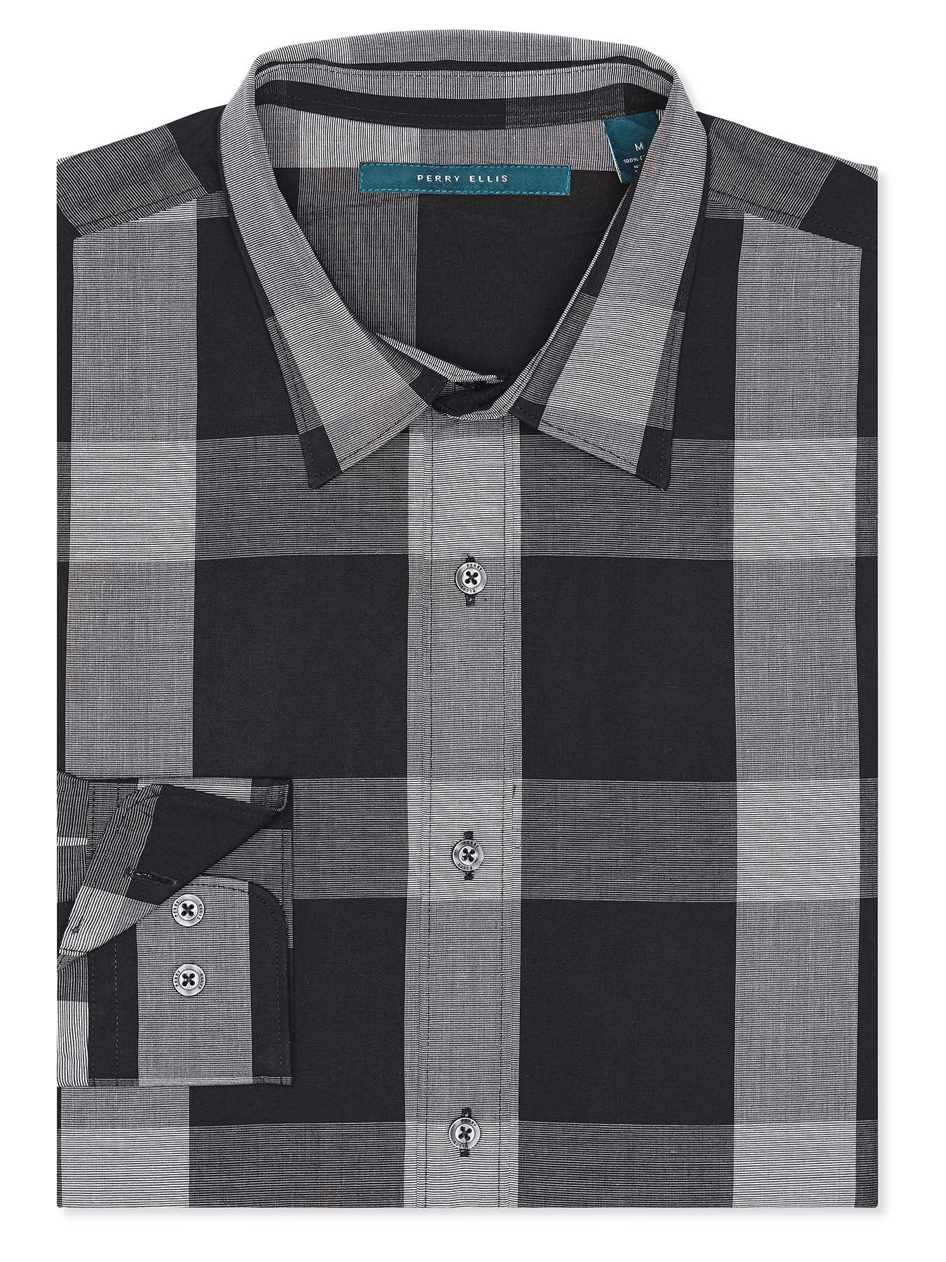 Perry Ellis Roll-Up Sleeve Plaid Shirt