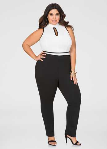 Mock Neck Colorblock Jumpsuit