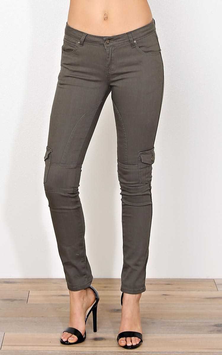 Selene Denim Skinny Pants - Olive/Drab in Size 9 by Styles For Less