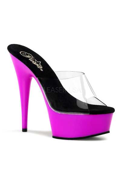 Clear Neon Purple UV Platform High Heels