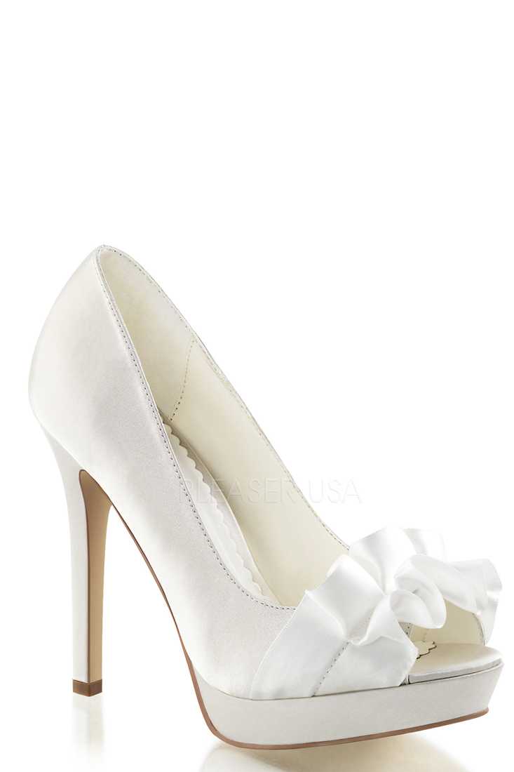 Ivory Peep Toe Pump High Heels Satin