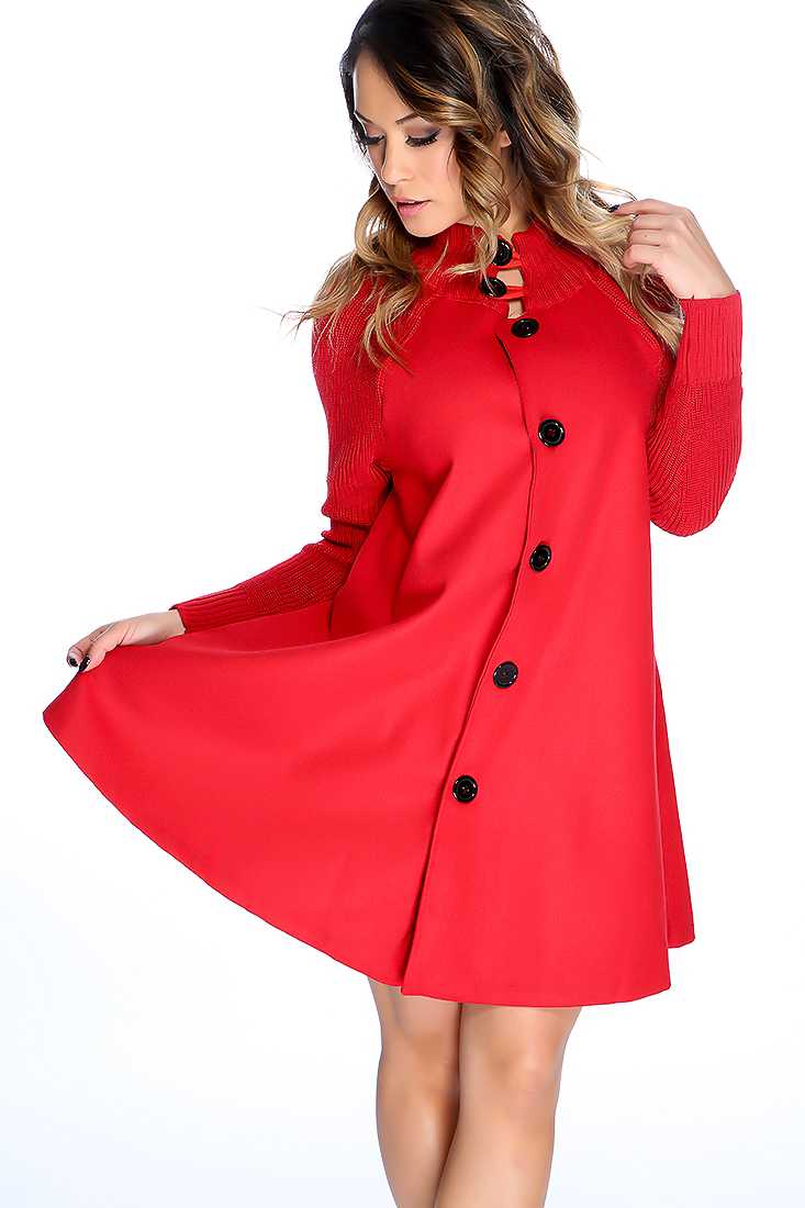 Knitted Sleeve Think Button Up Coat