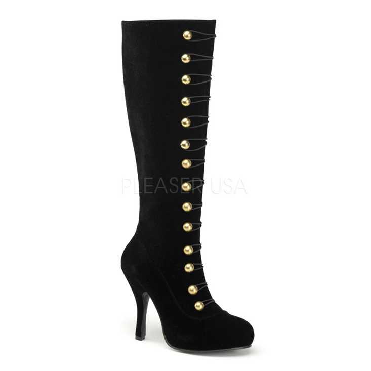 Black Velvet Knee High Boots