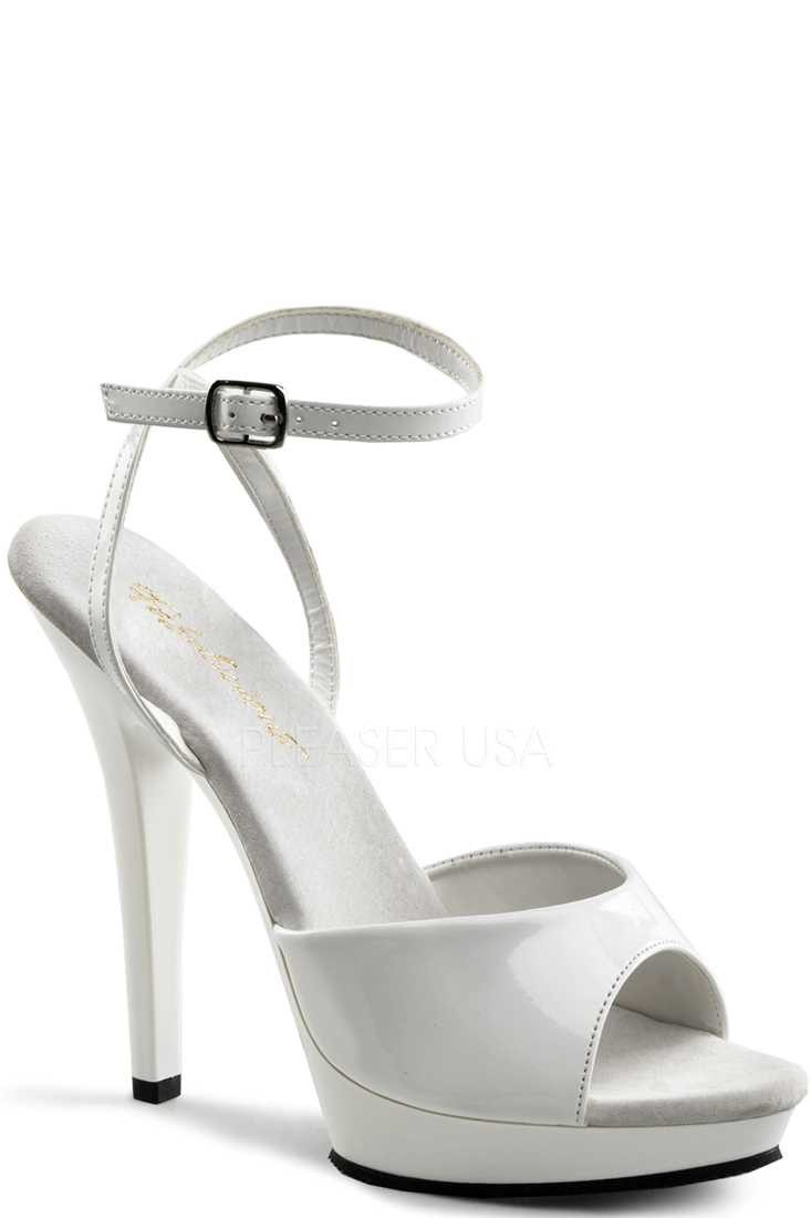 White Peep Toe Ankle Strap High Heels Patent