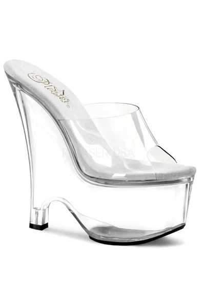Clear Slip On Platform Wedges