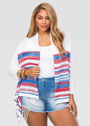 Flag Stripe Open Front Cardigan