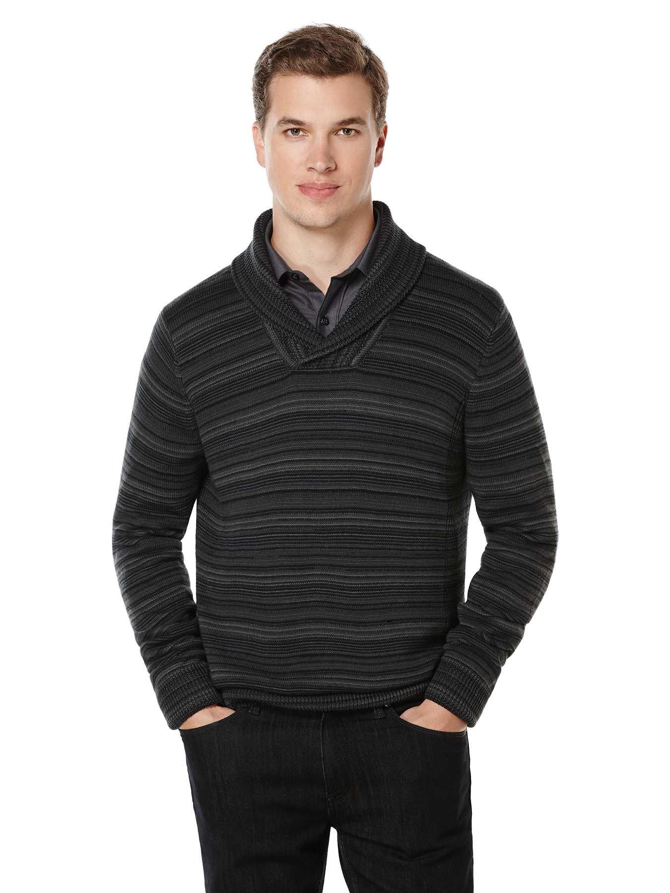 Perry Ellis Long Sleeve Cotton Blend Sweater