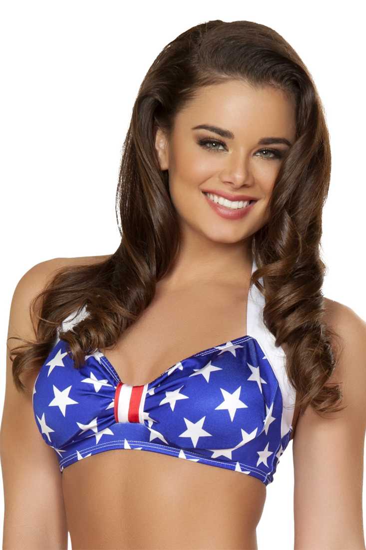 American Flag Print Halter Top